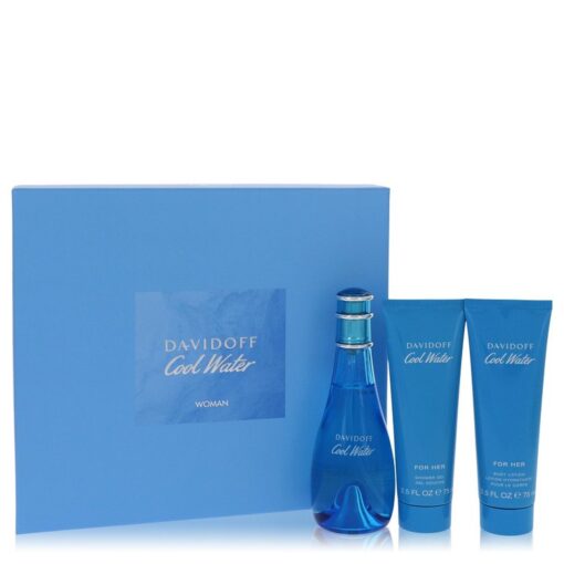 COOL WATER by Davidoff Gift Set -- 3.4 oz Eau De Toilette Spray + 2.5 oz Body Lotion + 2.5 oz Shower Breeze