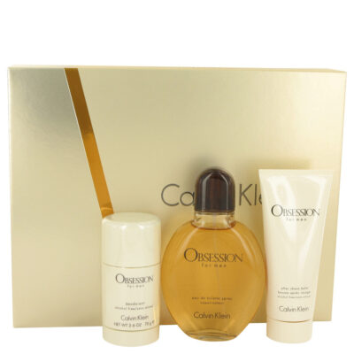 Obsession by Calvin Klein Gift Set -- 4 oz Eau De Toilette Spray + 3.4 oz After Shave Balm + 2.6 oz Deodorant Stick